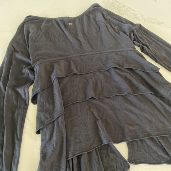 PrAna Cardigan Cascade Waterfall Open Front Sweater Organic Cotton Black Sz M - Picture 6 of 9